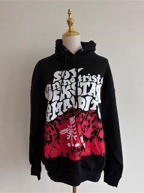 Sad Boyz Sinners Graphic Hoodie Black Red Skull Skeleton – Size Medium